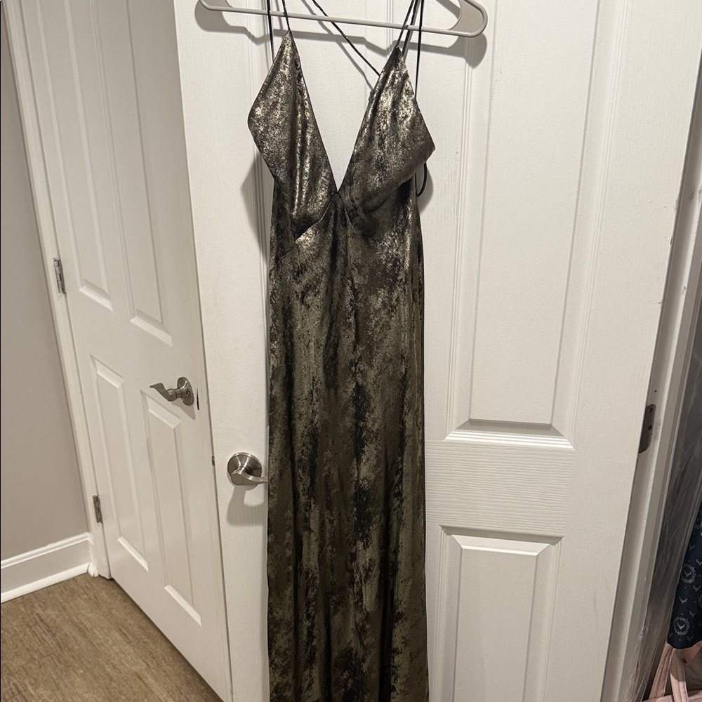Zara Shimmering Maxi Dress - Black and Gold